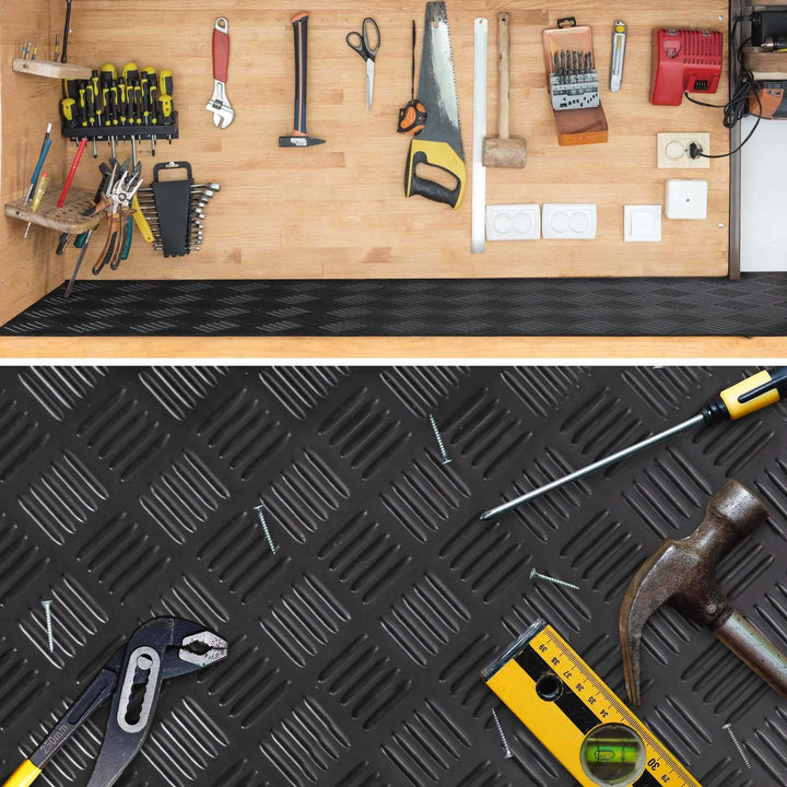 Heavy Duty Slip Resistant Checker Plate Pattern Cold Insulating Rubber Flooring Linear Metre
