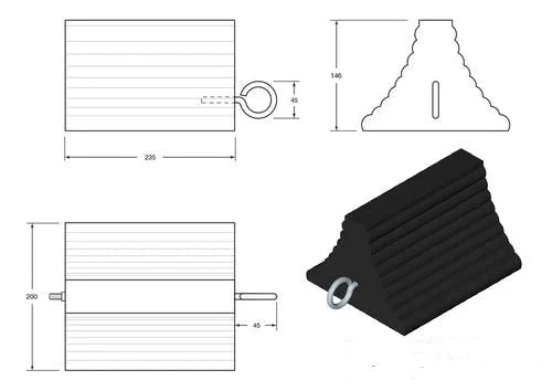 Pyramid Shape Heavy Duty Wheel Chock - 235 x 200 x 150mm