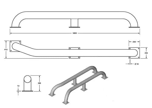 Cranked Wheel Guide Pairs (3 Metre)