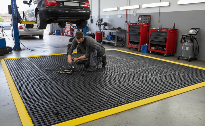 36x36" Anti-Fatigue Workshop Mat with Yellow Safety Edge System