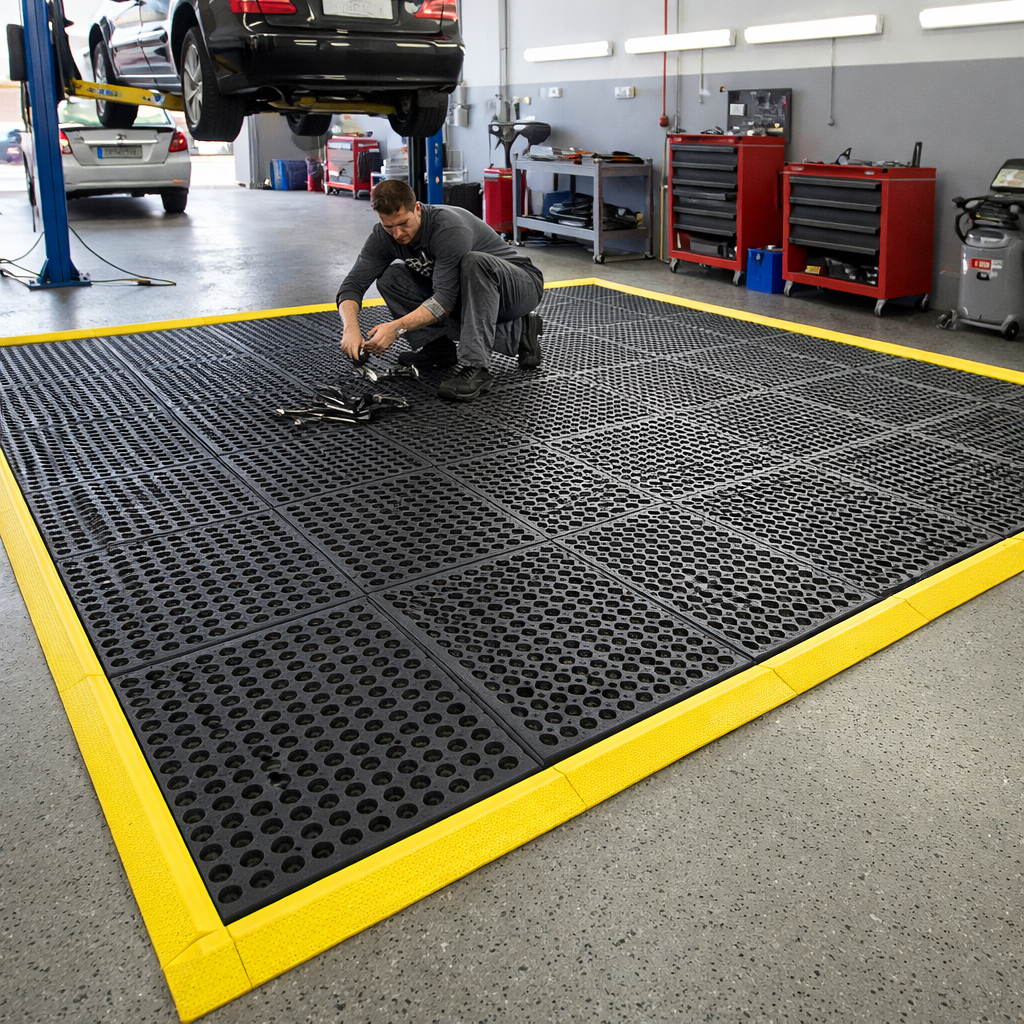36x36" Anti-Fatigue Workshop Mat - 16mm Nitrile Drainage Holes