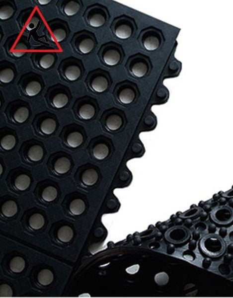 Rubber Link Mats with Drainage Holes for Pool And Wet Areas - Rubber Co