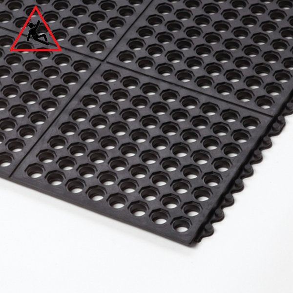 Rubber Link Mats with Drainage Holes for Pool And Wet Areas - Rubber Co