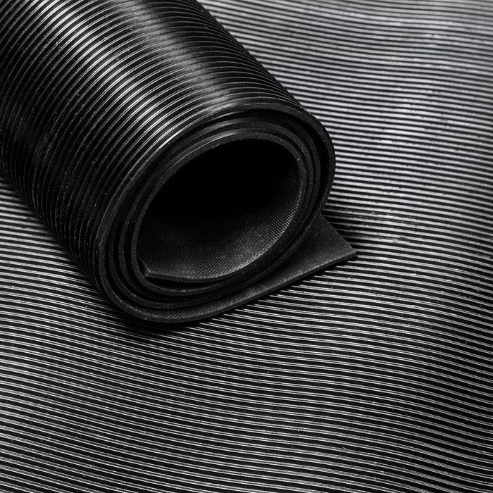 Ribbed Anti-Slip Rubber Matting Roll - Durable Flooring for Walkways, Workbenches, Entrances, Dog Training, Construction Sites - Flexible & Easy Storage