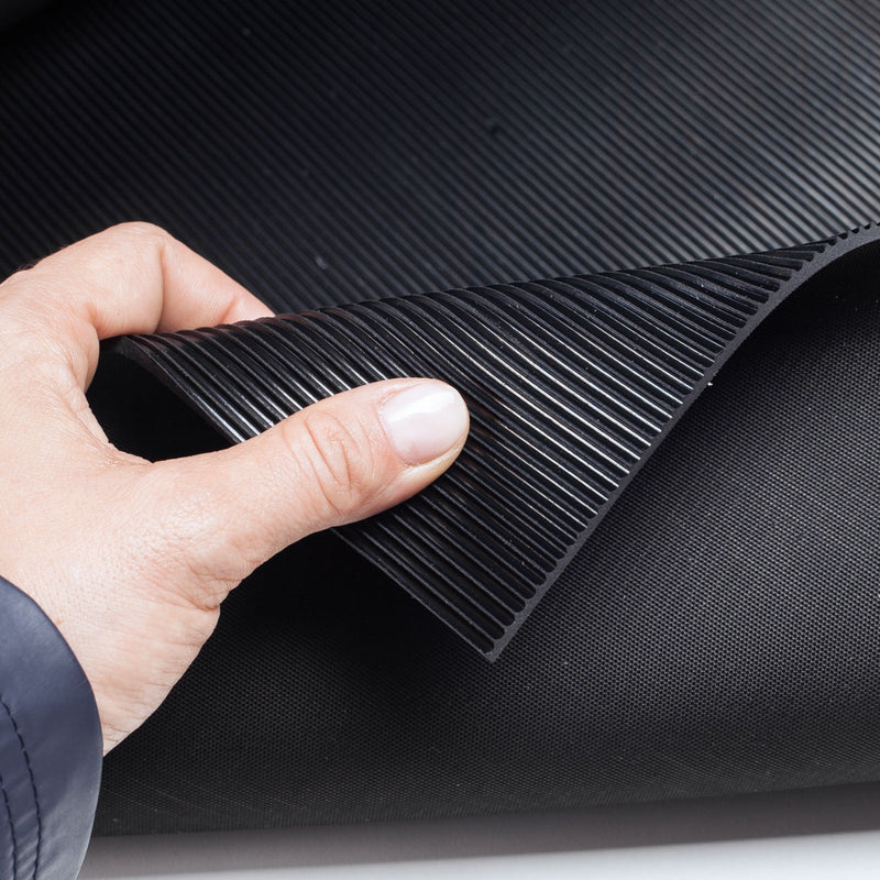 Ribbed Anti-Slip Rubber Matting Roll - Durable Flooring for Walkways, Workbenches, Entrances, Dog Training, Construction Sites - Flexible & Easy Storage