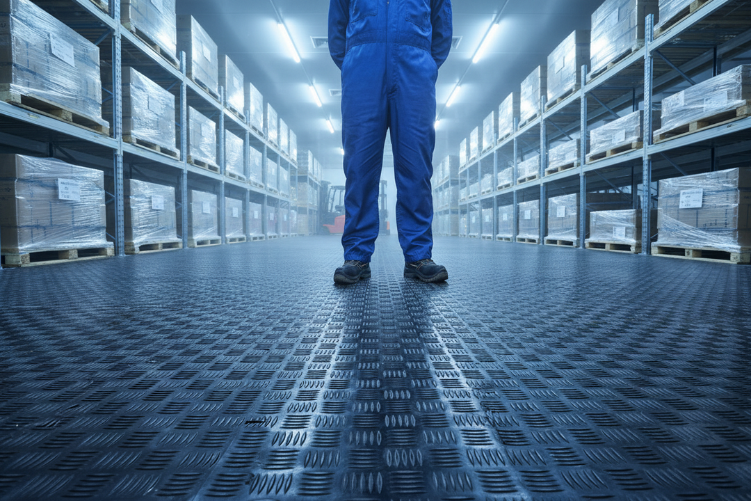 Checker Plate Rubber Flooring in Cold Storage