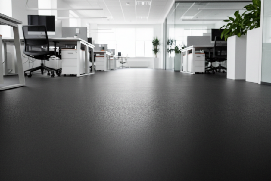 Plain Rubber Flooring - Commercial Office Application