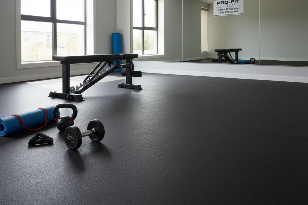 Plain Rubber Flooring - Home Gym Hero Image