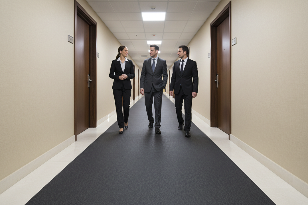 Plain Rubber Runner Matting - Commercial Corridor Application