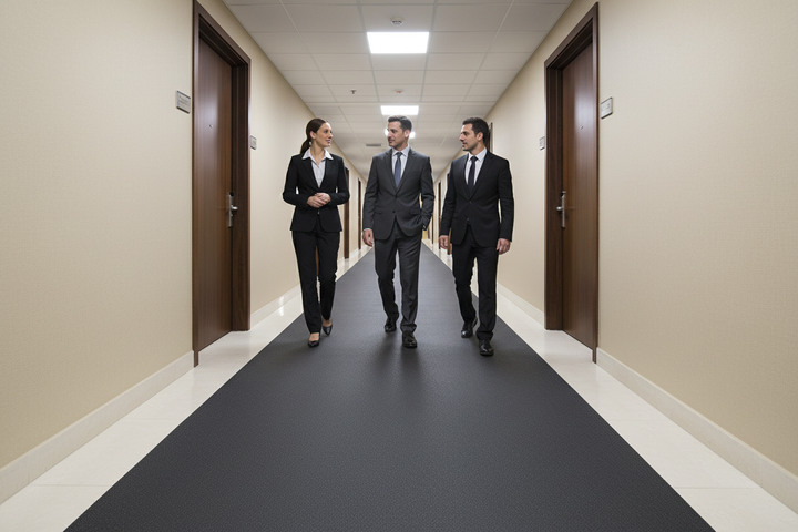 Plain Rubber Runner Matting - Commercial Corridor Application