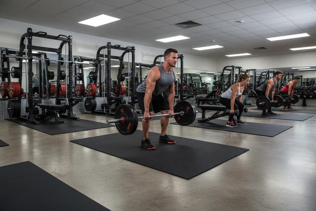 Professional Weight Room with Athletes