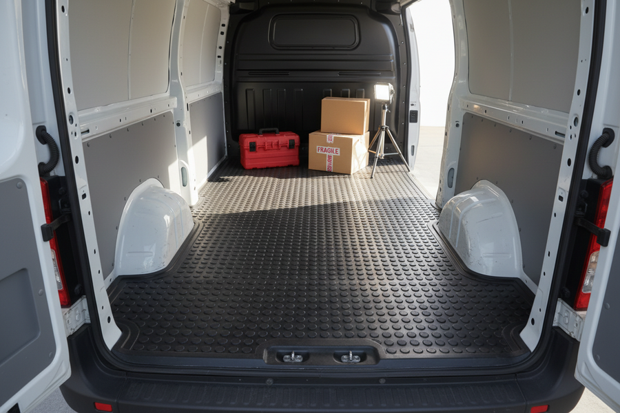 Round Dot Pattern Van Flooring Installed