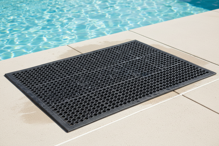 Single Rubber Mat with Drainage Holes - Pool Application