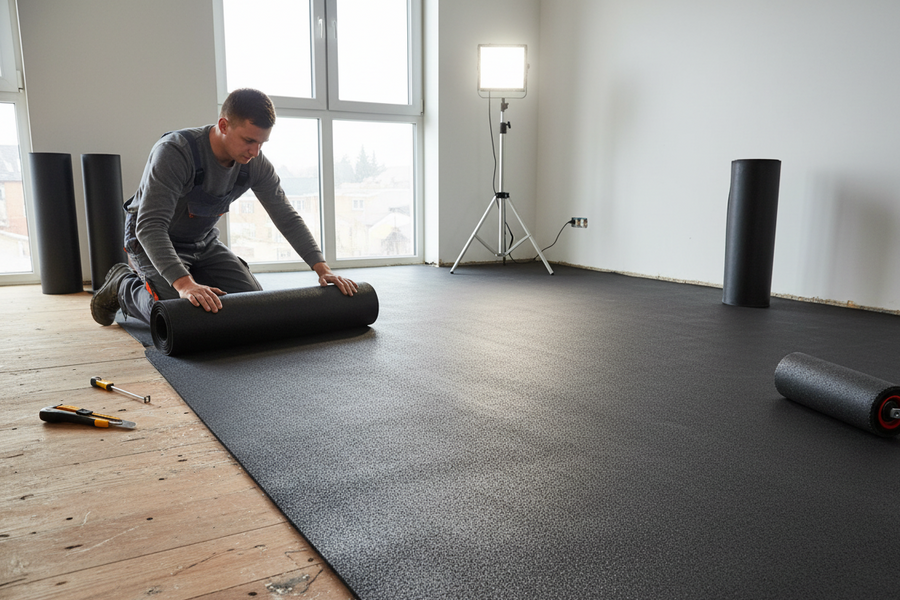 Sound Proofing Rubber Sheet - Floor Installation Use Case