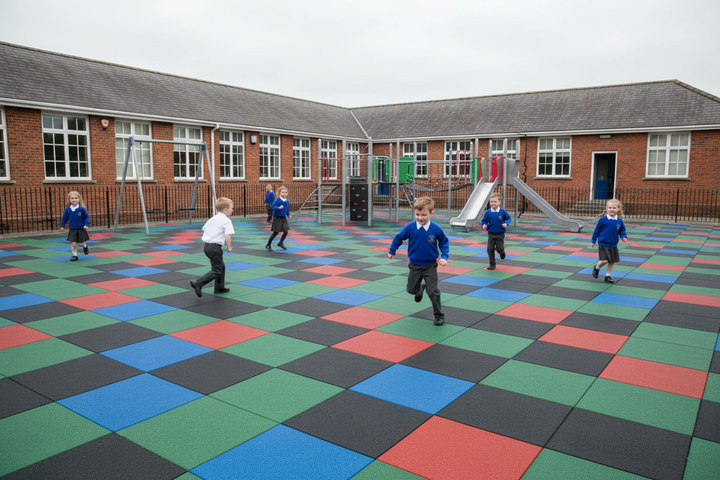 UK Playground with Black Tiles